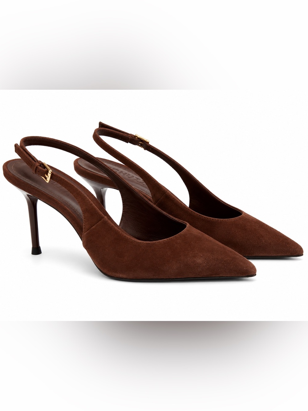 Schutz Alicia Sling Suede Slingback Pumps Root Brown 9 w/Box and dustbag